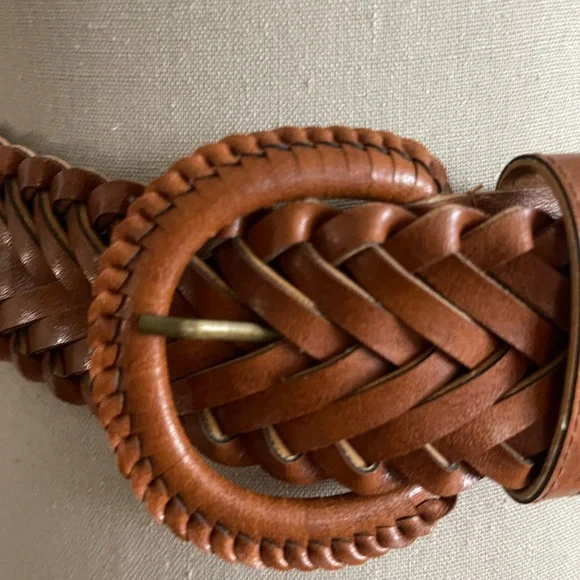 Ann Taylor Braided Brown Leather Belt
